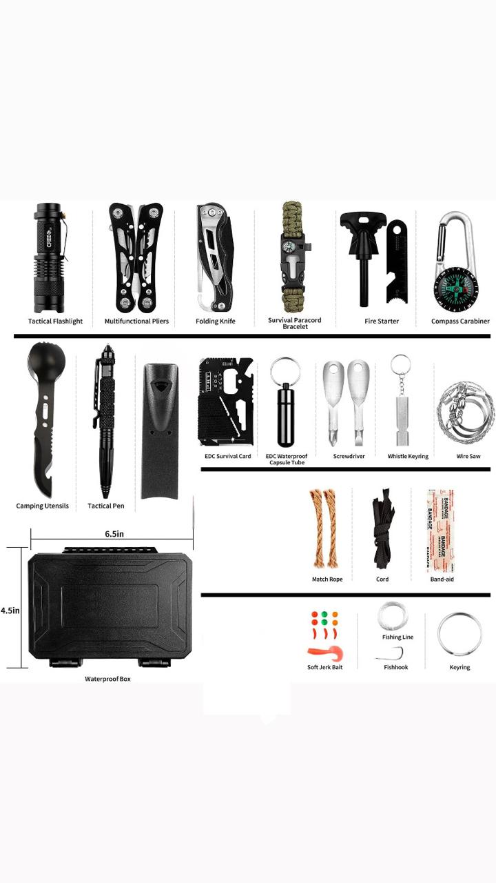 KIT DE SUPERVIVENCIA MULTI/USOS 15 PIEZA